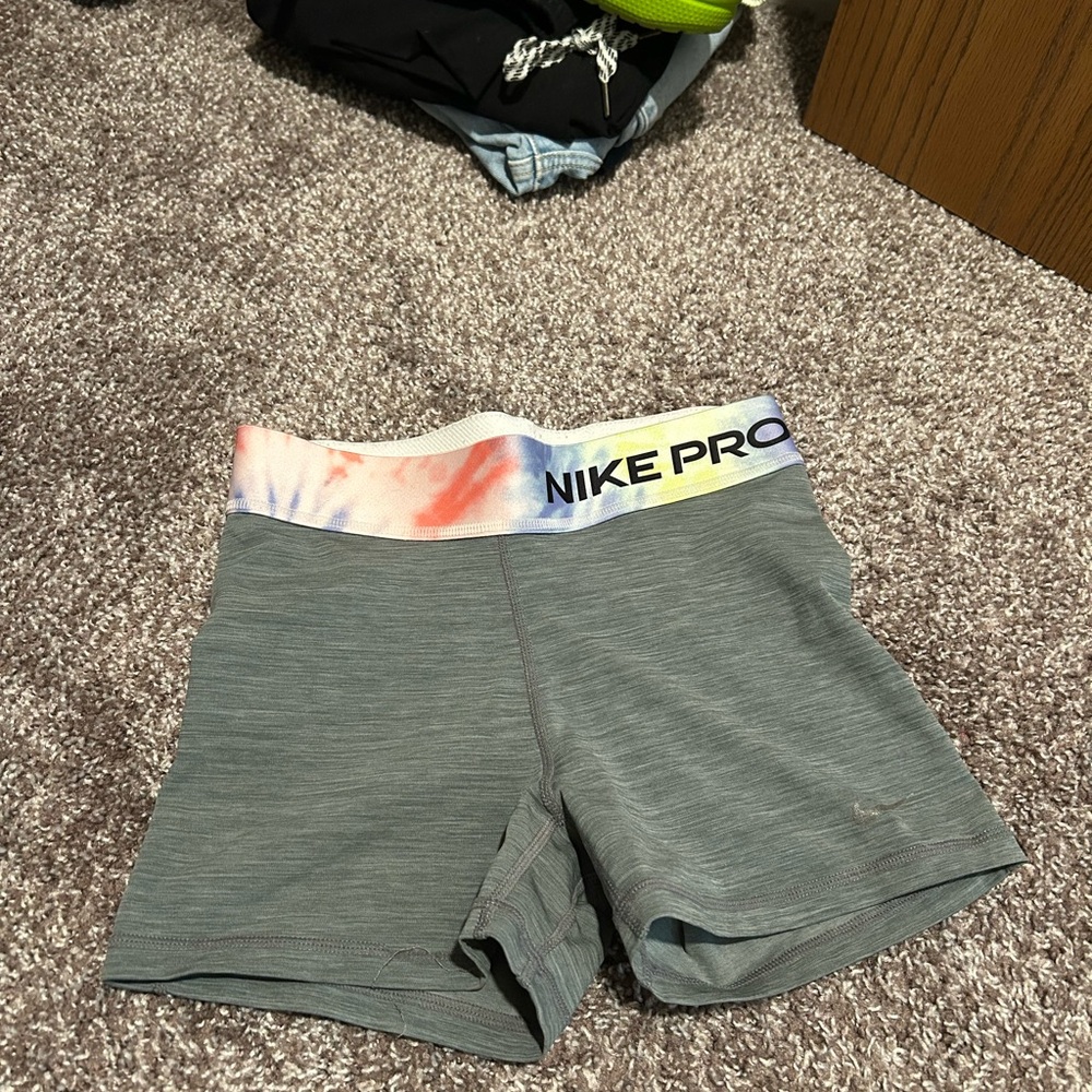 Nike Gray and Pink Athletic Shorts with Compression Fit